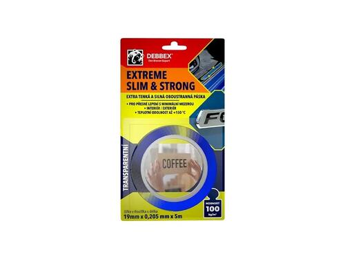 Obojstranná páska Slim-Strong - 19 mm x 0,2 mm, dĺžka 2,5 m, s extra tenkou akrylátovou lepiacou vrtsvou