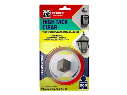 Obojstranná páska High Tack Clear - 19 mm x 1 mm, dĺžka 2,5 m, s extra hrubou akrylátovou lepiacou vrtsvou, pre ťažké predmety