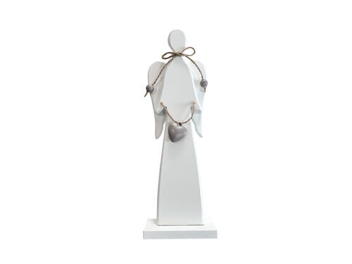 Drevené vianočné ozdoby - Anjel s bielymi krídlami 25 cm