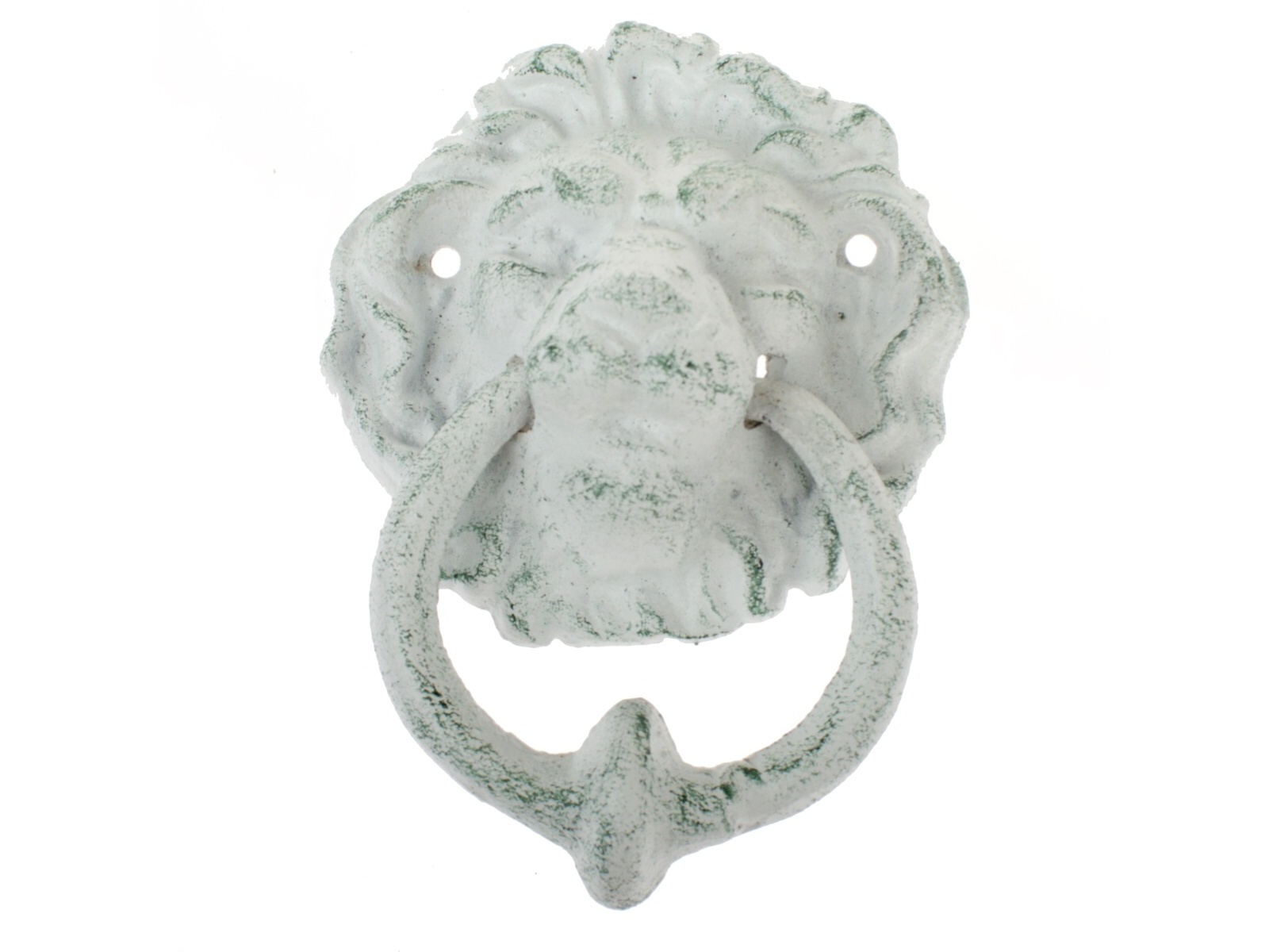 Dekorácie z liatiny, patinované klopadlo – biele, 15,5 x 11,5 cm