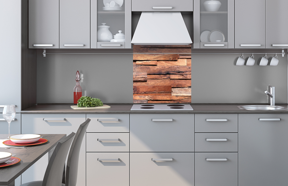 Kuchynská zástena z hliníkovej dosky - Obklad z dreva 60 x 60 cm