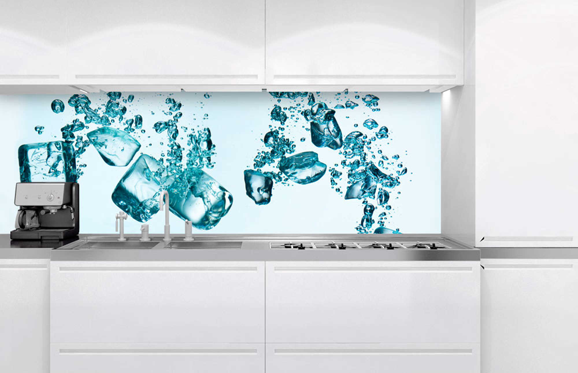 Kuchynská zástena z hliníkovej dosky - Ľadové kocky 60 x 180 cm