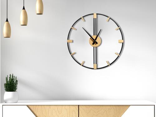 Dekoračné nástenné hodiny v minimalistickom štýle, 35 cm – Čiernodrevené
