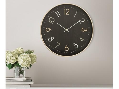 Dekoračné nástenné hodiny v modernom dizajne, 30 cm – Oceľovozlatý dym