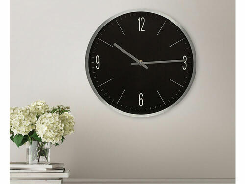 Dekoračné nástenné hodiny s kovovým dizajnom, 30 cm – Čiernomedené