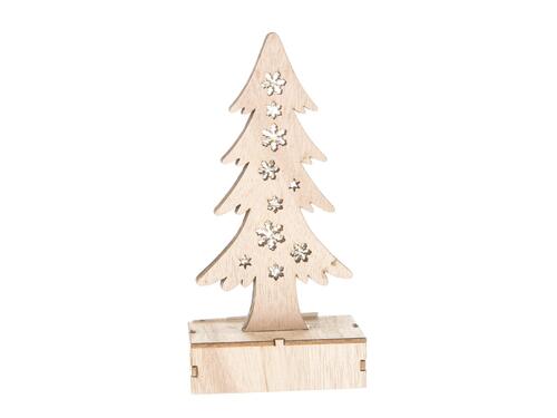 Drevená ozdoba - Stromček s LED svetielkami 18,5 cm