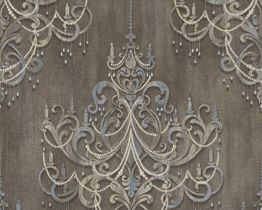 Hnedá tapeta s ornamentom vo vzore lustru 38096-1 