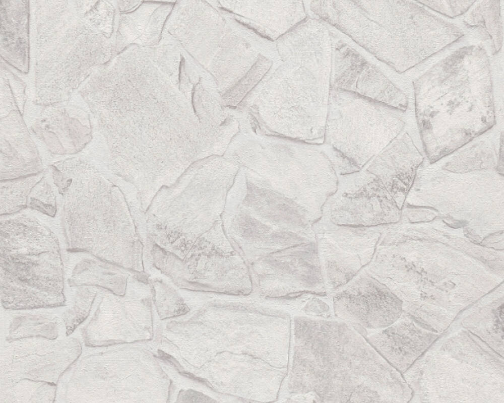 Vliesová tapeta v kamennom štýle s 3D murovaním - sivá, biela, rolka: 10,05 m x 0,53 m (5,33 m²), TA-309389350