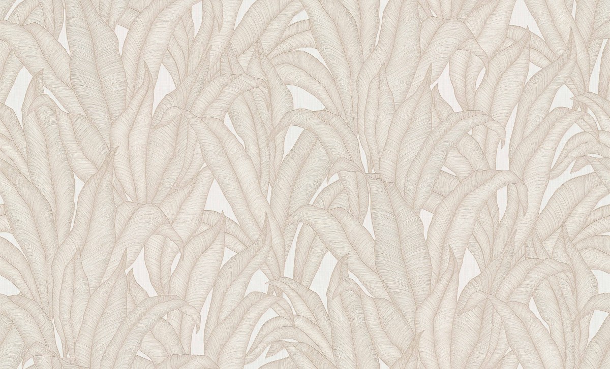 Luxusná tapeta s hodvábnym leskom s exotickými rastlinami v krémovej farbe, ER-602010