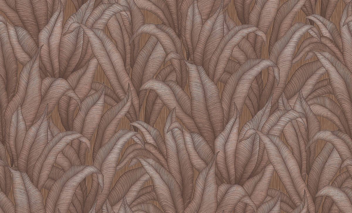 Luxusná tapeta s hodvábnym leskom s exotickými rastlinami v hnedej farbe, ER-602012