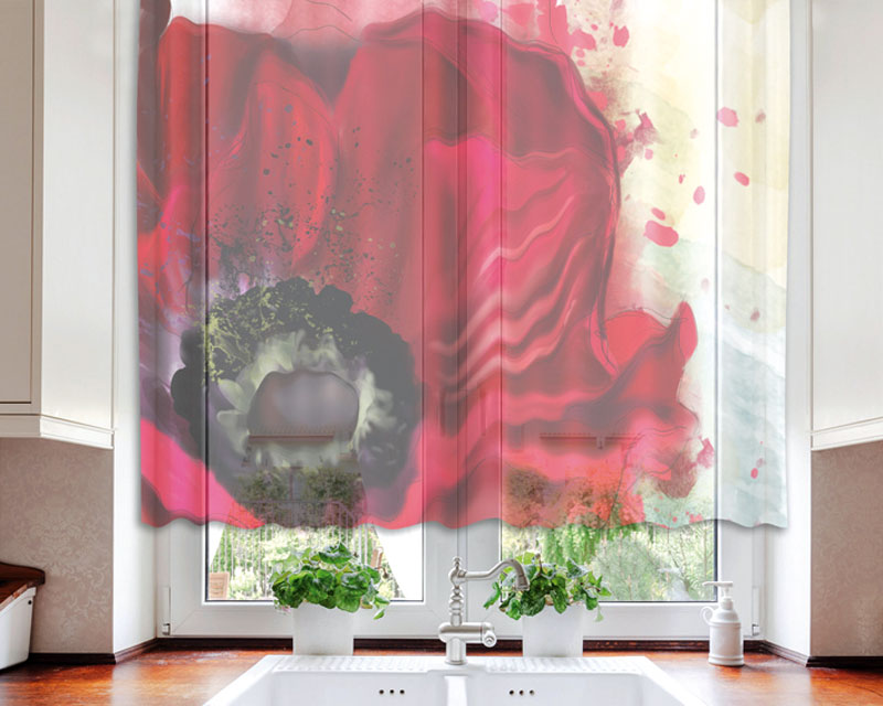 Hotové záclony na okná, Maľovaný mak, 120 x 140 cm