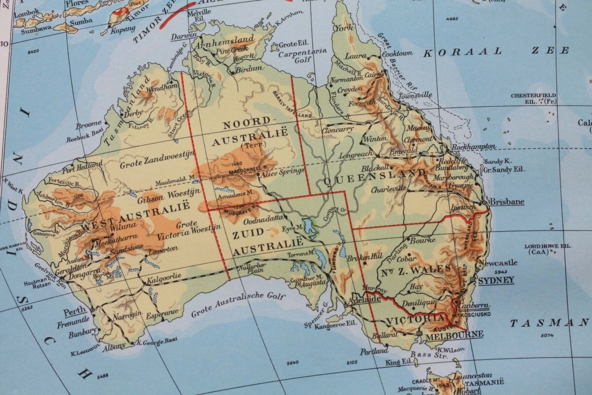 Fototapeta MS-5-1517 Mapa Austrálie 375 x 250 cm