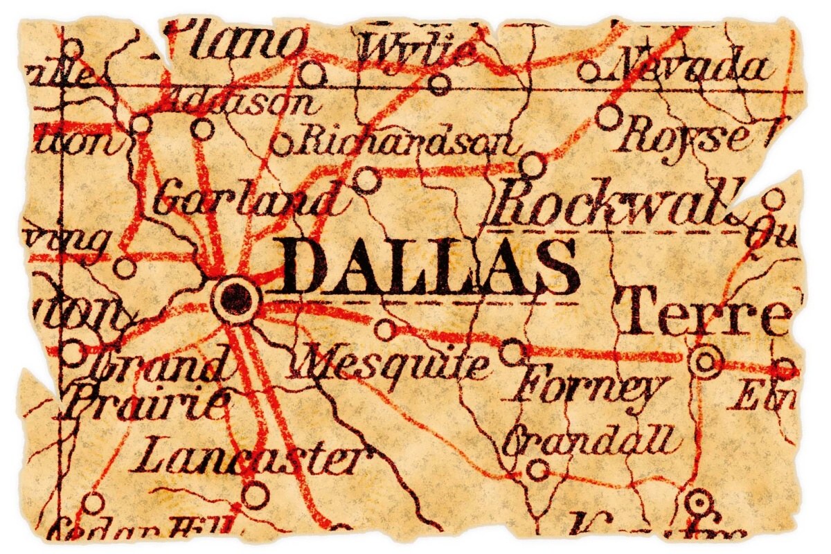 Fototapeta MS-5-1535 Stará mapa Dallasu 375 x 250 cm