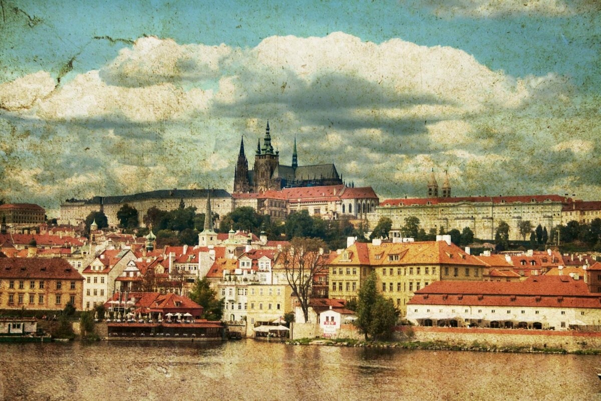 Fototapeta MS-5-2134 Retro pražská pohľadnica 375 x 250 cm
