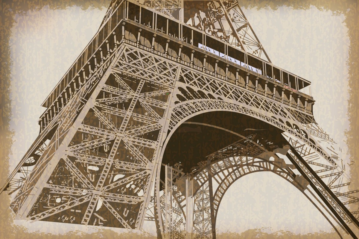 Fototapeta MS-5-2185 Parížsky vintage plagát 375 x 250 cm