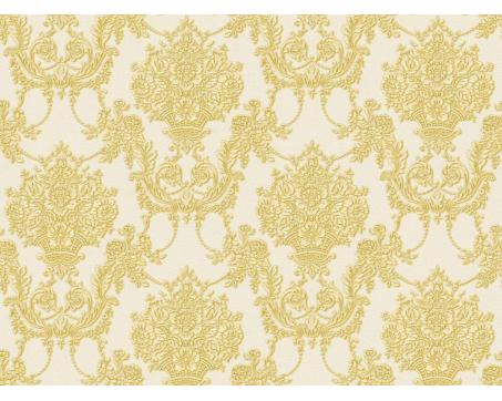 Zlatá baroková tapeta s kvetinovým ornamentom - krémová 34492-4