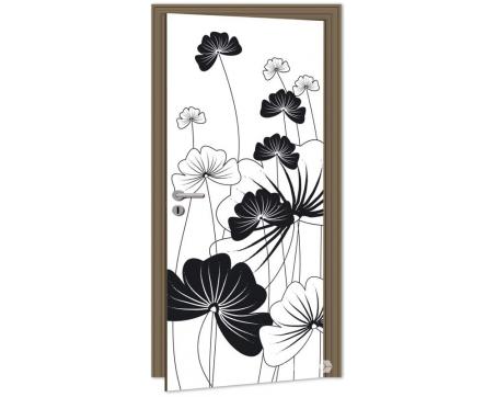 Fototapety na dvere - Čiernobiele kvety 95 x 210 cm