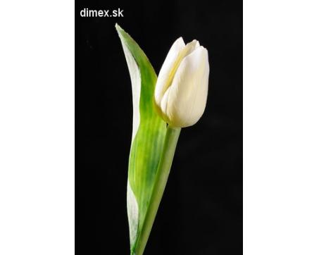 Dekoračný umelý kvet - Tulipán krémovo biely 40 cm