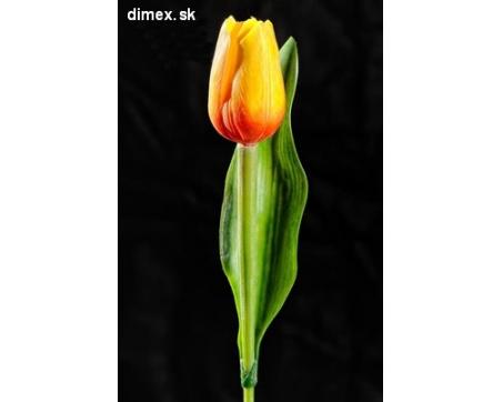 Dekoračný umelý kvet - Tulipán žlto oranžový 40 cm