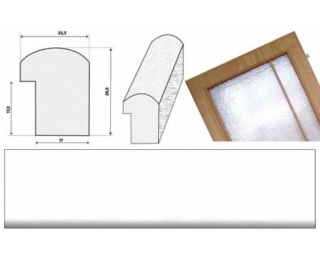 Zasklievacia lišta na dvere - Biele drevo  2,2 x 2,85 cm, dĺžka  275 cm / ks