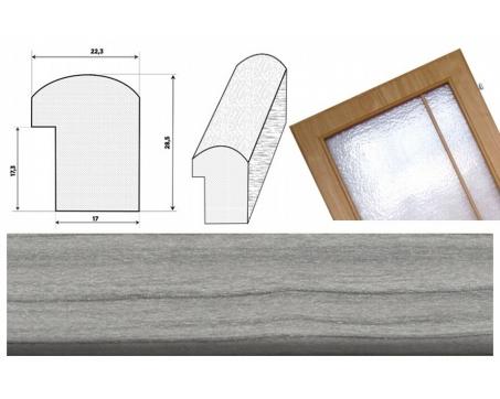 Zasklievacia lišta na dvere - Dub šedý  2,2 x 2,85 cm, dĺžka  275 cm / ks