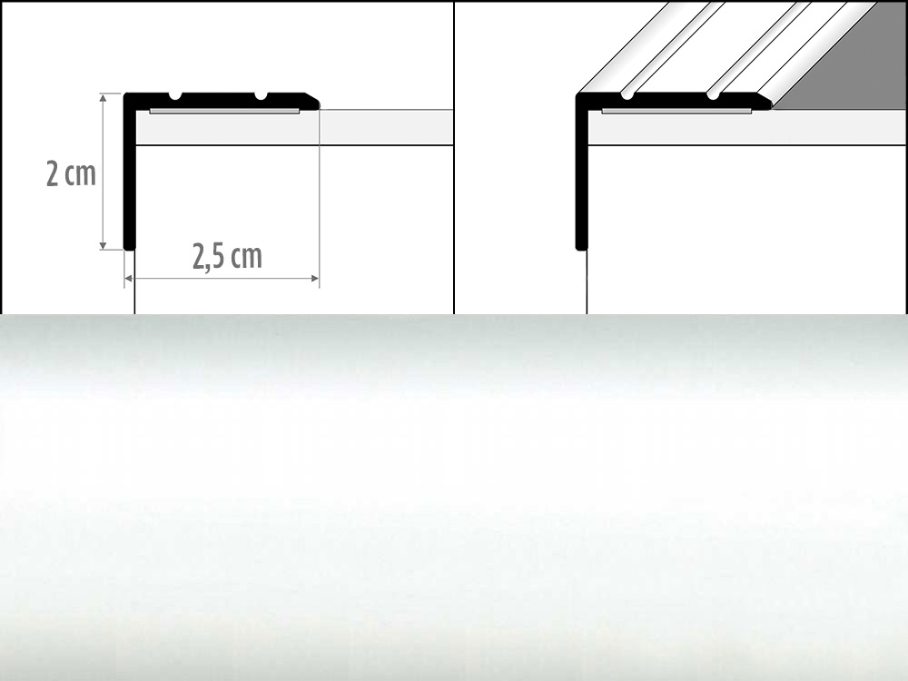 Prechodové lišty A36 šírka 2,5 x 2 cm, dĺžka 270 cm - biela