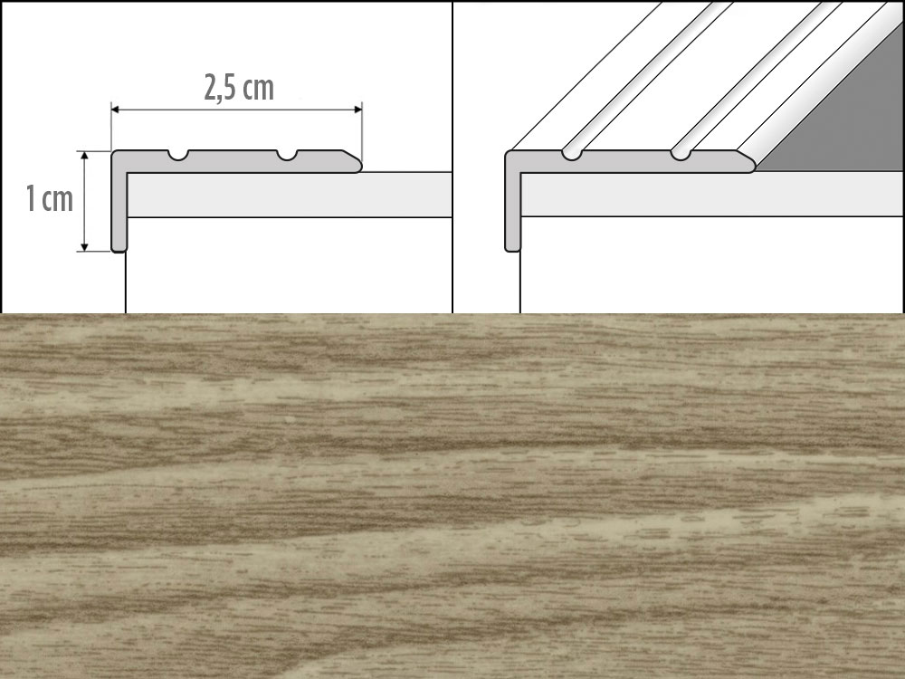 Prechodové lišty A31 šírka 2,5 x 1 cm, dĺžka 90 cm - dub arctic