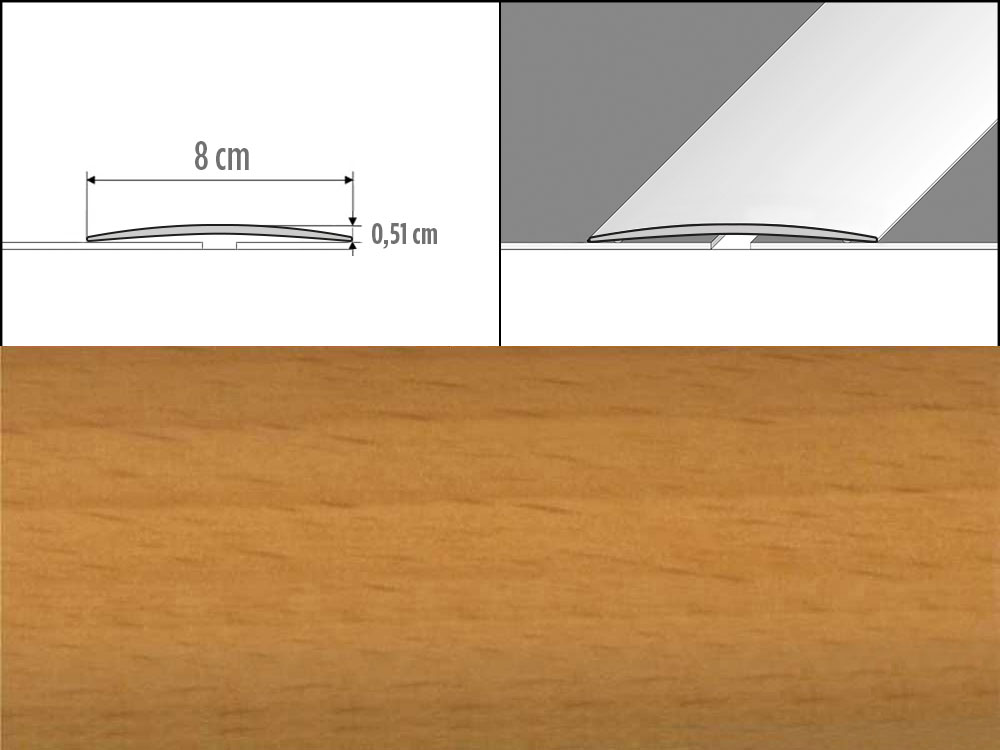 Prechodové lišty A71, šírka 8 cm x dĺžka 100 cm - buk