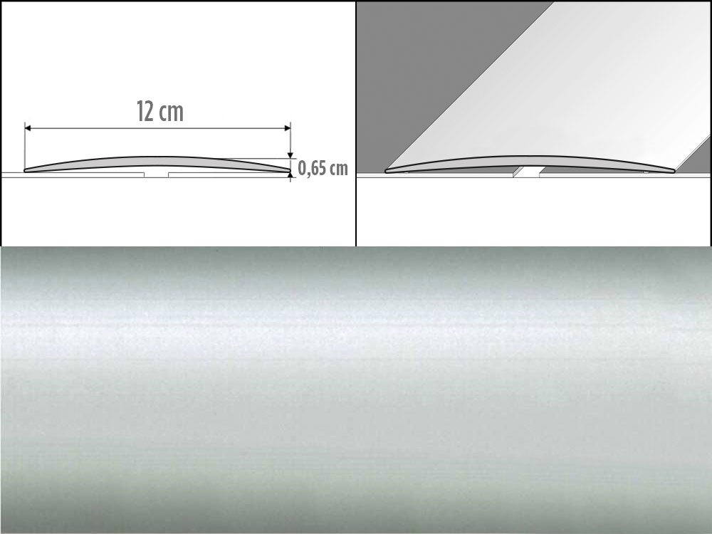 Prechodové lišty A73, šírka 12 cm x dĺžka 200 cm - strieborná