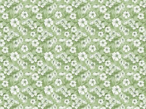 Obrusy na metre - Biele kvety v zelenom - šírka 140 cm