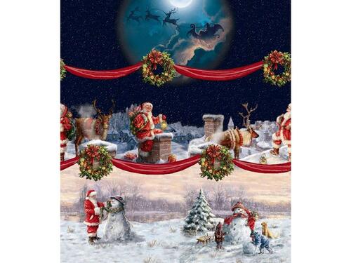 Vianočný obrus na metre - Nočná krajinka - šírka 140 cm