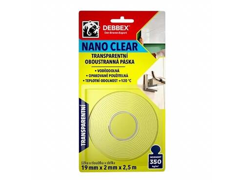 Transparentná obojstranná páska Nano Crear - 19 mm