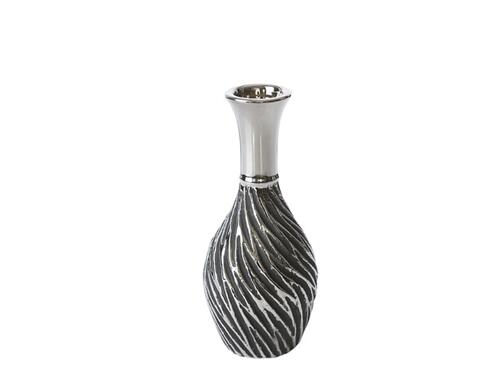 Dekoračná váza Marfan čiernostrieborná, 23 cm