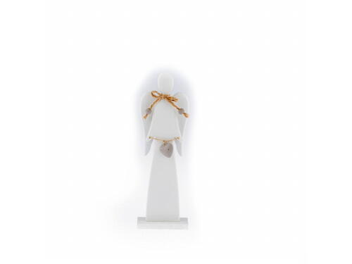 Drevené vianočné ozdoby - Anjel s bielymi krídlami 17 cm