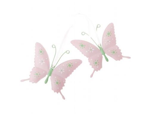 Kovové motýle, ružové, 2 ks 10 cm