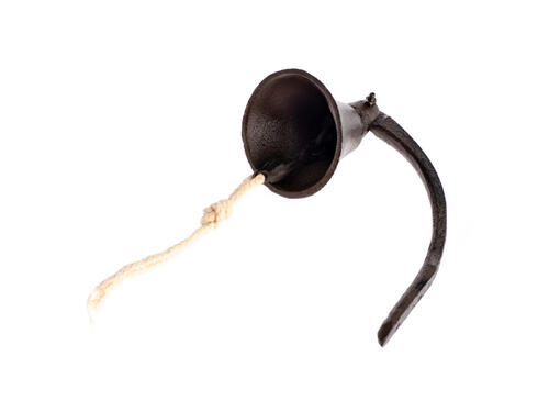 Dekorácie z liatiny, patinovaný zvonček – hnedý, 22 cm