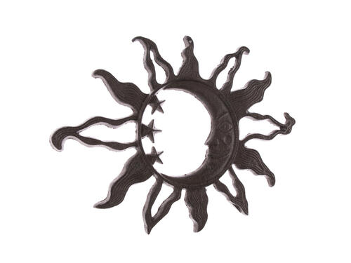 Dekorácie z liatiny, patinované slnko – hnedý, 36 cm