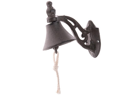 Dekorácie z liatiny, patinovaný zvonec – hnedý, 15 cm