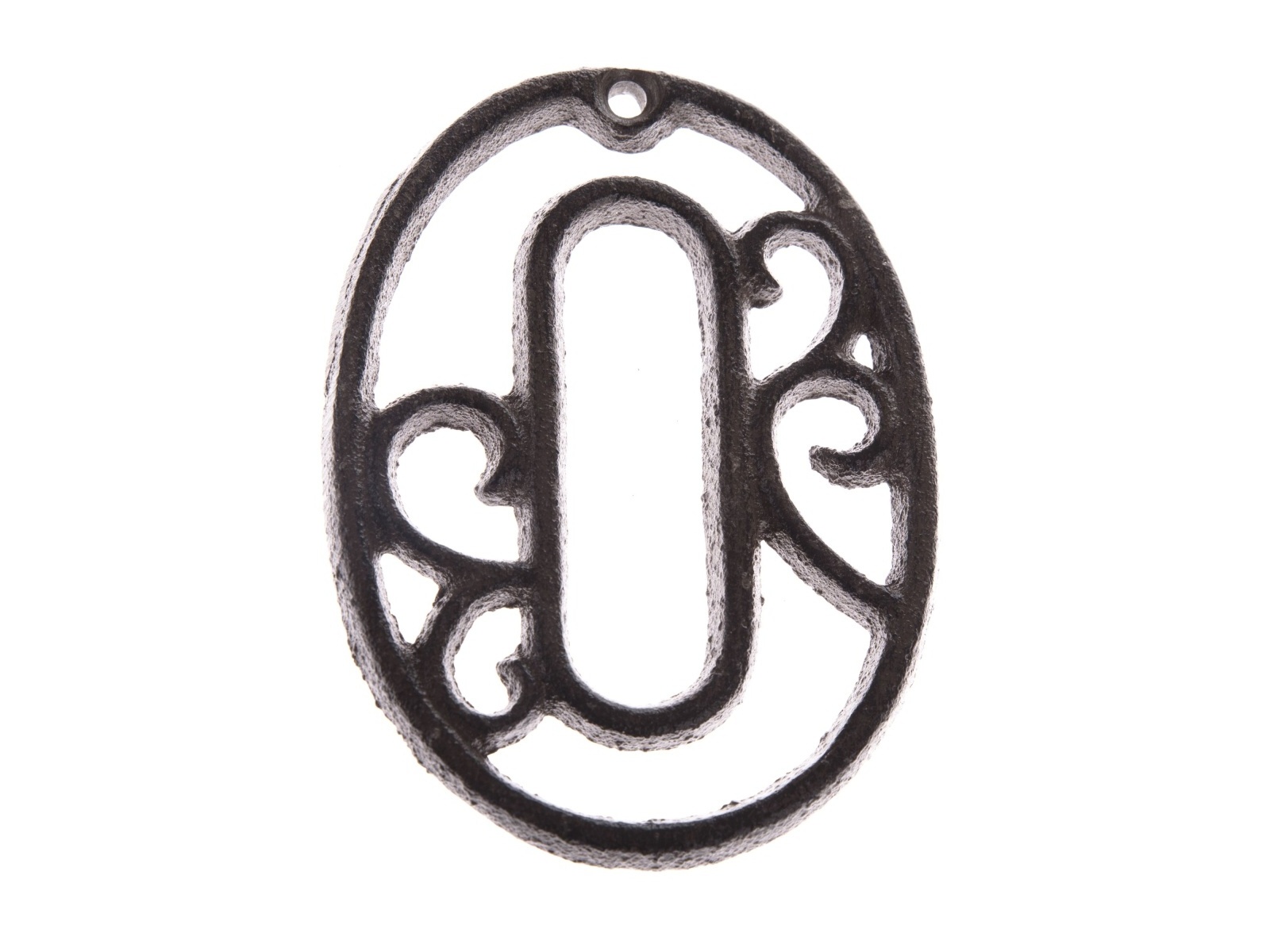 Dekorácie z liatiny, patinované hnedé číslo "0", 12 cm