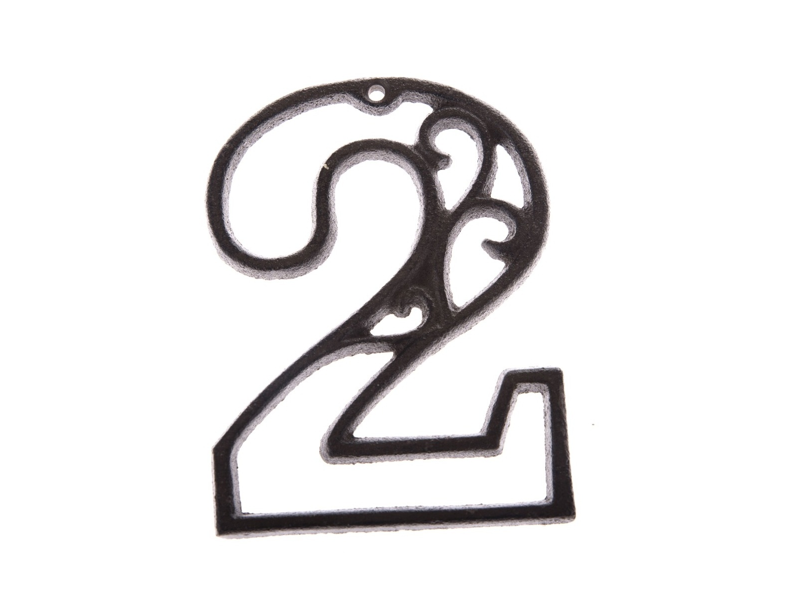 Dekorácie z liatiny, patinované hnedé číslo "2", 12 cm