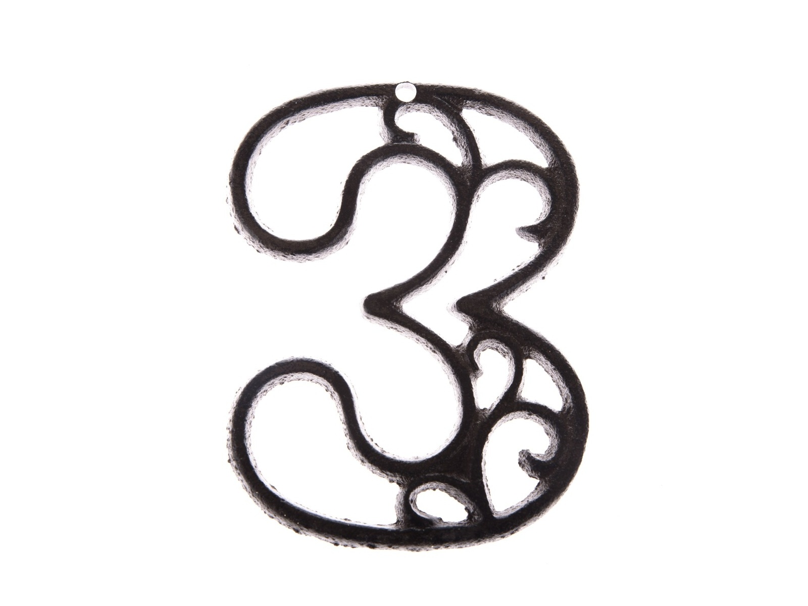 Dekorácie z liatiny, patinované hnedé číslo "3", 12 cm
