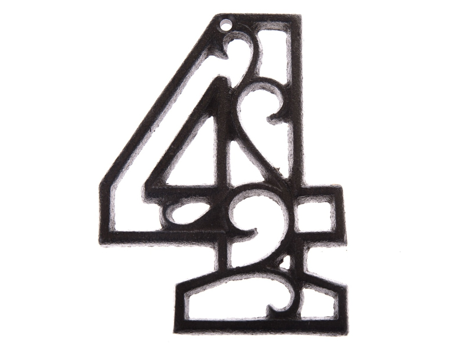 Dekorácie z liatiny, patinované hnedé číslo "4", 12 cm