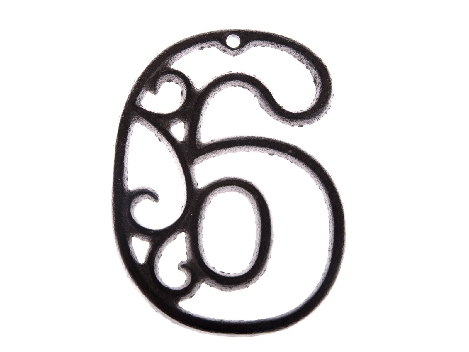 Dekorácie z liatiny, patinované hnedé číslo "6", 12 cm