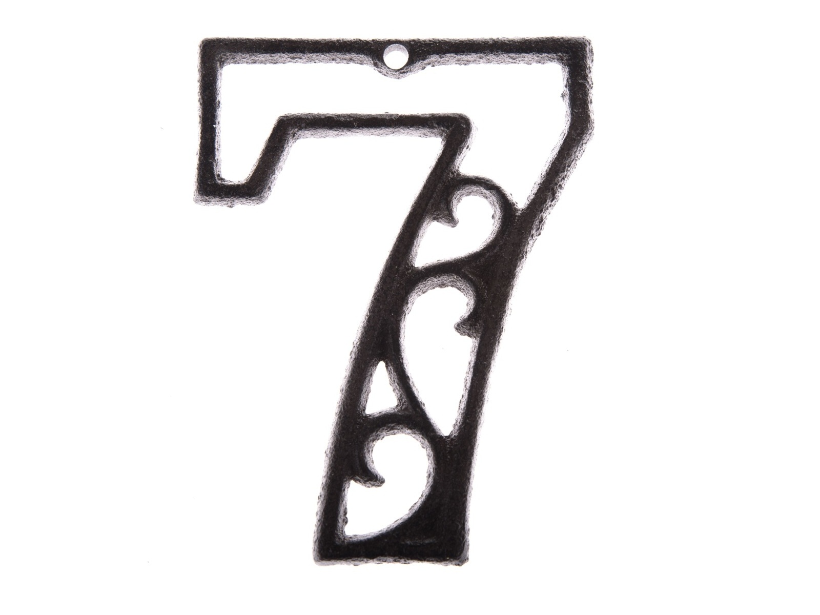 Dekorácie z liatiny, patinované hnedé číslo "7", 12 cm