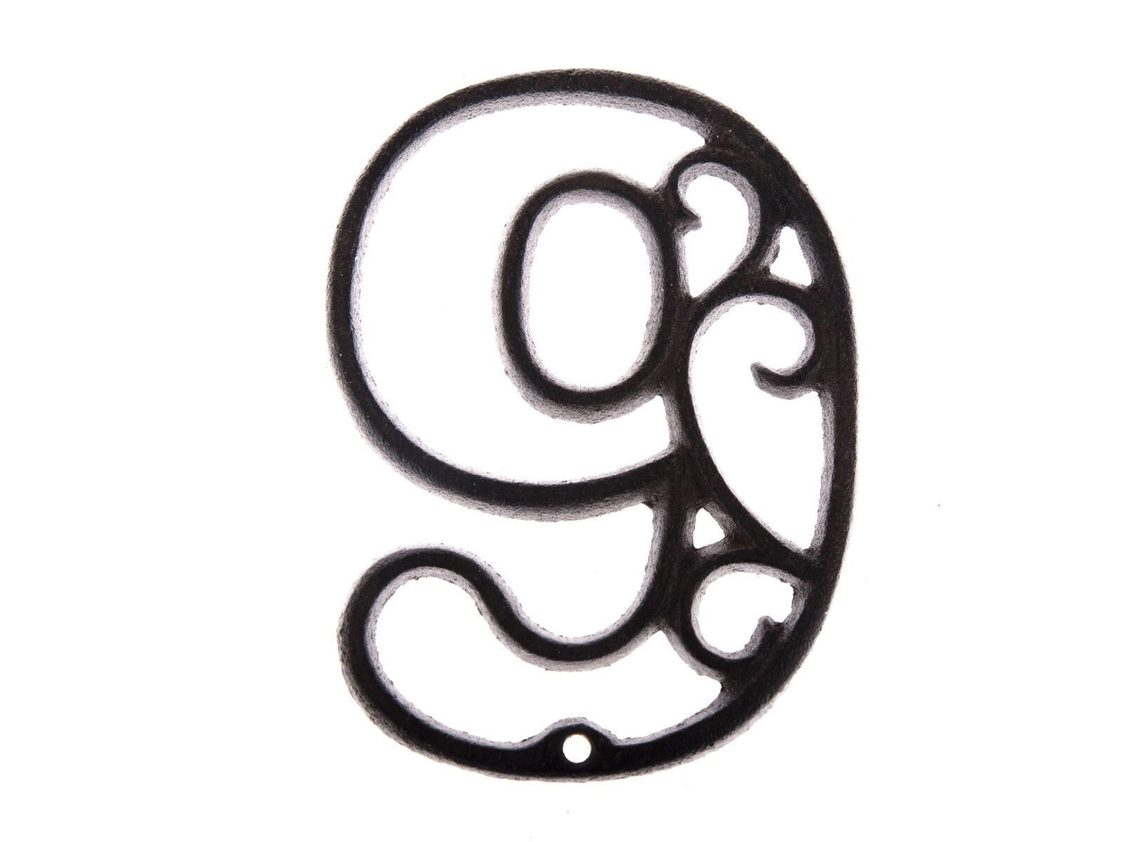 Dekorácie z liatiny, patinované hnedé číslo "9", 12 cm