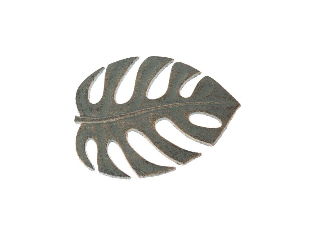 Liatinová podložka pod hrniec šedozelená - List 20 cm