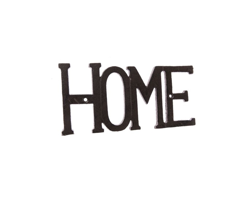 Liatinový nápis HOME, hnedý 26,5 cm