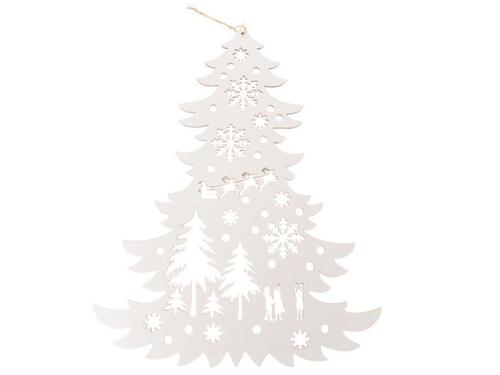 Závesná vianočná ozdoba - Biely stromček 37 cm