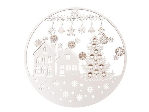 Závesná vianočná ozdoba - Biely drevený kruh 37 cm