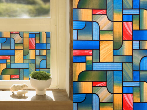 Fólie na sklo 10227 Farebná mozaika - šírka 45 cm